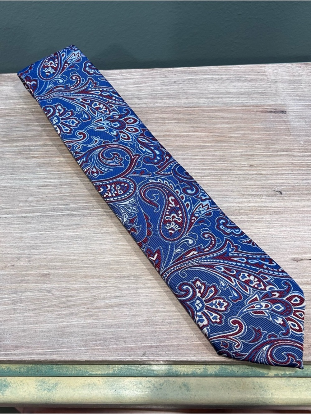 Dockers Men’s Blue & Burgundy Paisley 100% Polyester 3” Wide Neck Tie